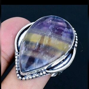 Fluorite Gemstone 925 Sterling Silver Handmade Ring